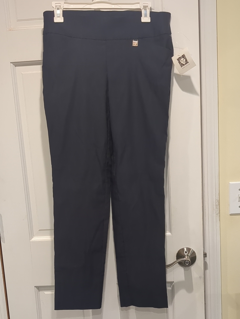 Anne Klein Dark Navy Straight-Leg Dress Pants